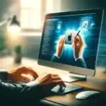 Professionnel travaillant sur Mac avec l'interface Mac OS