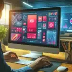 Designer créant des interfaces UX/UI sur Adobe XD