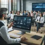 Instructeur utilisant Digiforma lors d'une formation EKHOWEB avec des étudiants engagés"