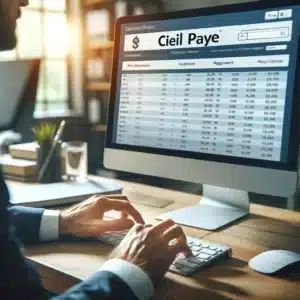 Professionnel travaillant sur Ciel Paie pour la gestion de la paie